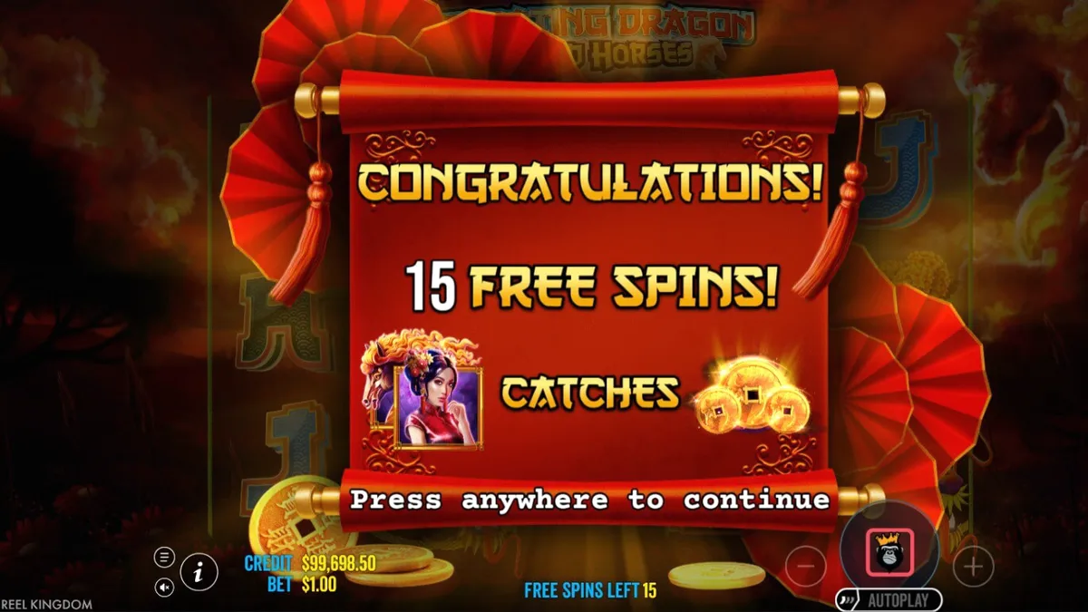 Tampilan visual slot Floating Dragon Wild Horses dengan tema Asia yang memukau