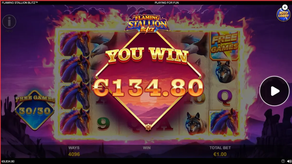 Pemandangan gurun dengan Flaming Stallion Blitz