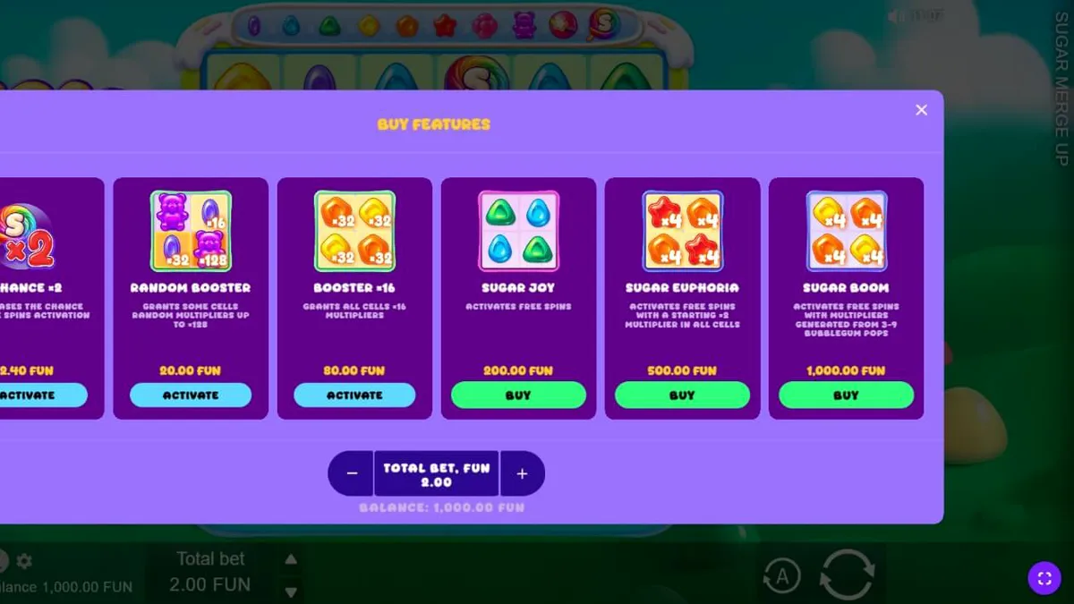 Tampilan visual slot Sugar Merge Up dengan tema permen yang ceria