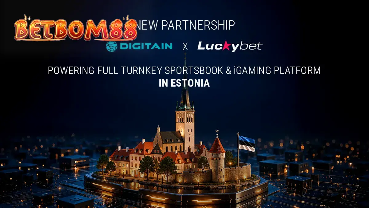 Tampilan layar antarmuka platform iGaming modern dengan elemen grafis slot dan sportsbook.